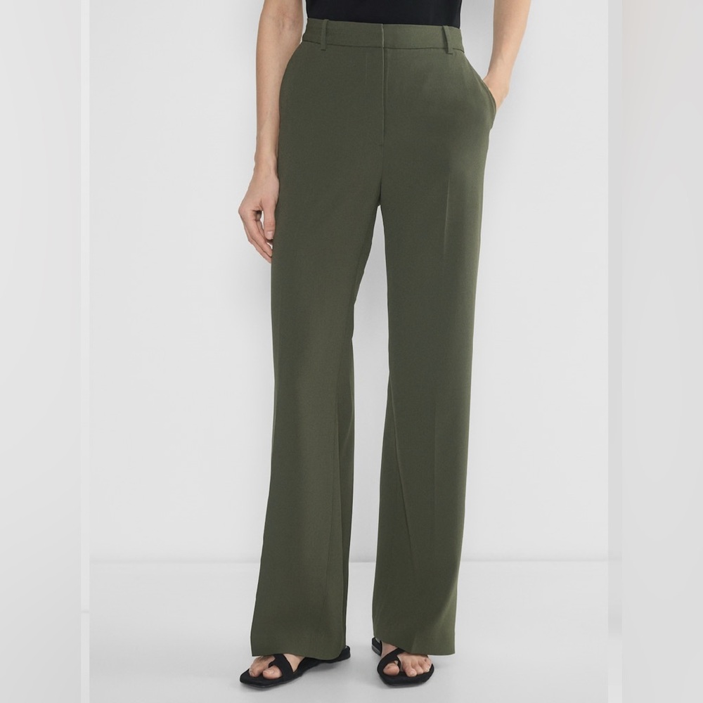 Aritzia Babaton Agency Pants Dark Olive Mirror Crepe